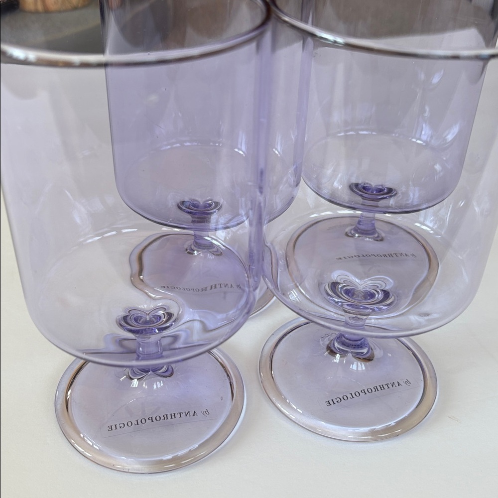 ANTHROPOLOGIE Morgan Short Purple Wine Glasses Set of 4 Lk NEW! No box - Picture 5 of 8
